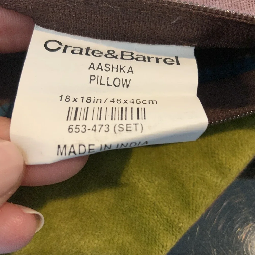 Pair Crate & Barrel Pillow Covers Patchwork Paisley Velvet Funky Artsy